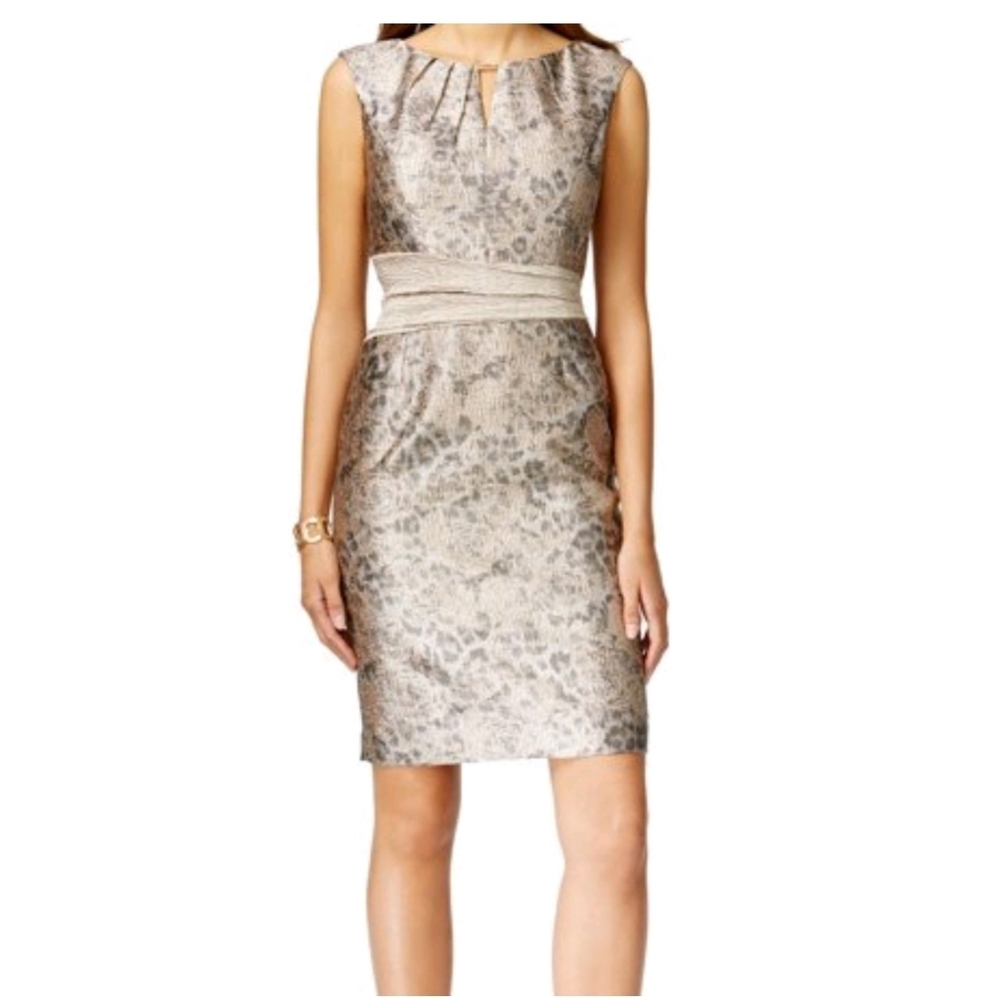 Gold Leopard Keyhole Sheath Dress